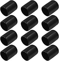 Vista 20 de 24 tapas redondas de goma, protectores de rosca flexibles de vinilo de identificación de 5/8 pulgadas (0.630 in), tapas de extremo negras