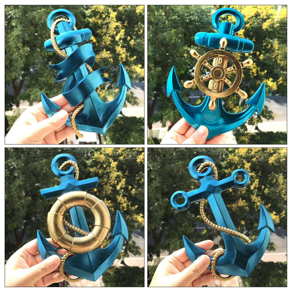 POPETPOP Stampo in Silicone a Forma di Ancora 4 Pezzi per Creazioni Diy, Materiale Flessibile Bianco, Antiaderente e Facile da Usare per Decorazioni da Parete