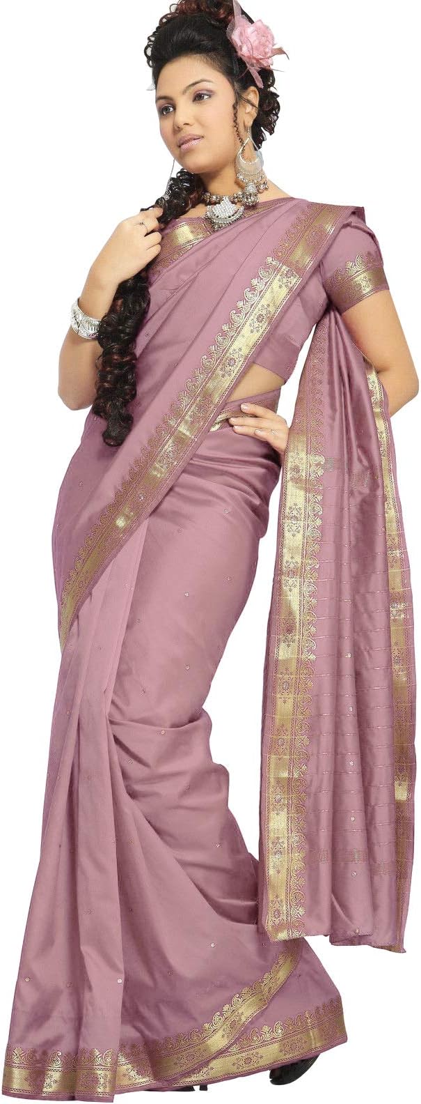 Sanskruti IndiaWomens Indian Ethnic Traditional Banarasi Art Silk Saree Sari Wrap Fabric Dress Drape