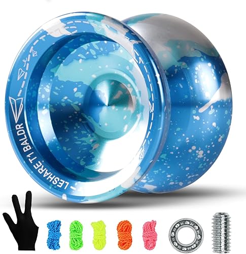 Miniatura 7 de Yoyo profesional sensible de aluminio para niños principiantes, rodamiento de bolas de repuesto para jugadores avanzados de Yoyo + 1 guante + 5