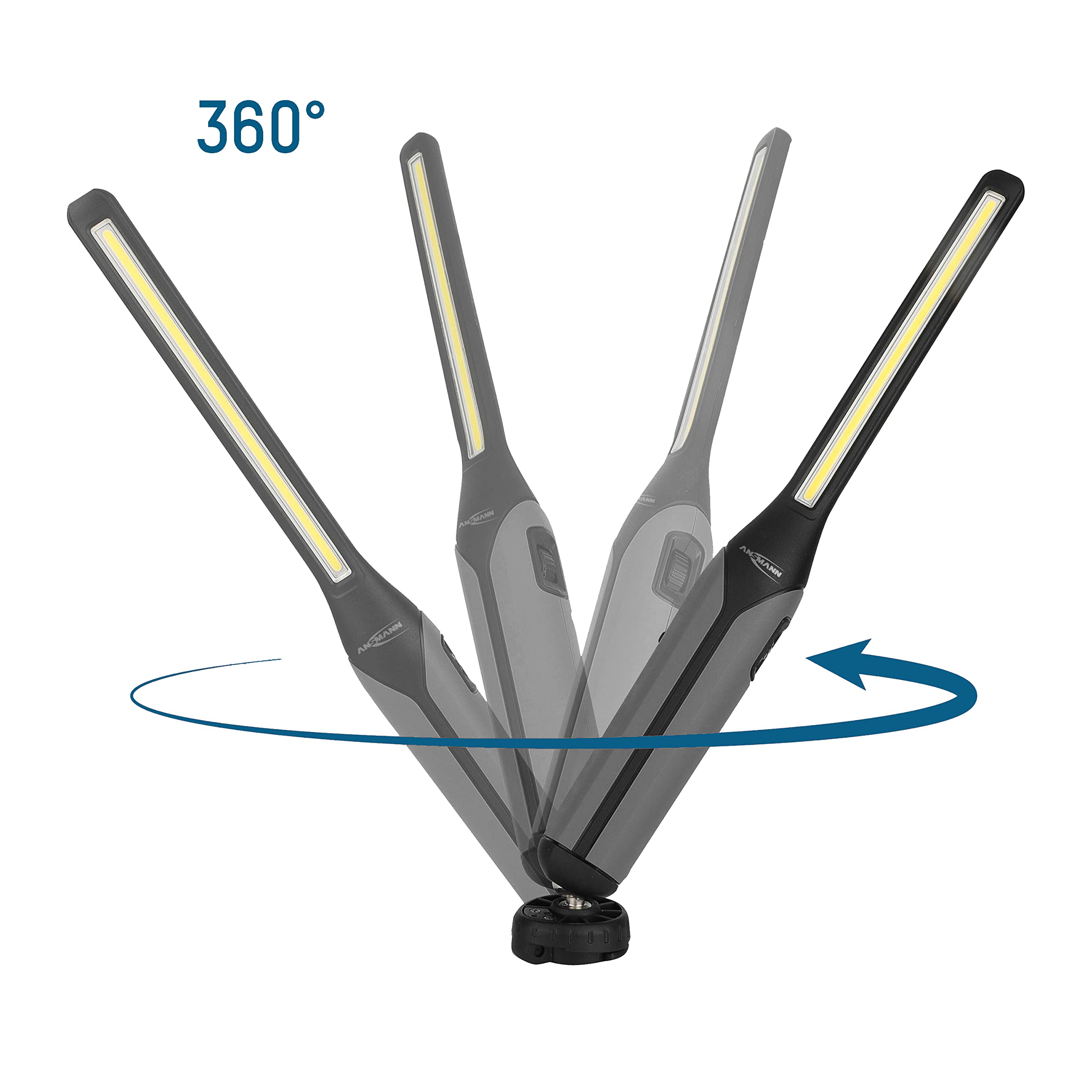 Ansmann Lampada da lavoro professionale IL700R, 7 W, COB LED 2 in 1, ricaricabile con magnete e gancio, maneggevole e robusta per officina, cantiere, artigianato, auto, ispezione, colore nero