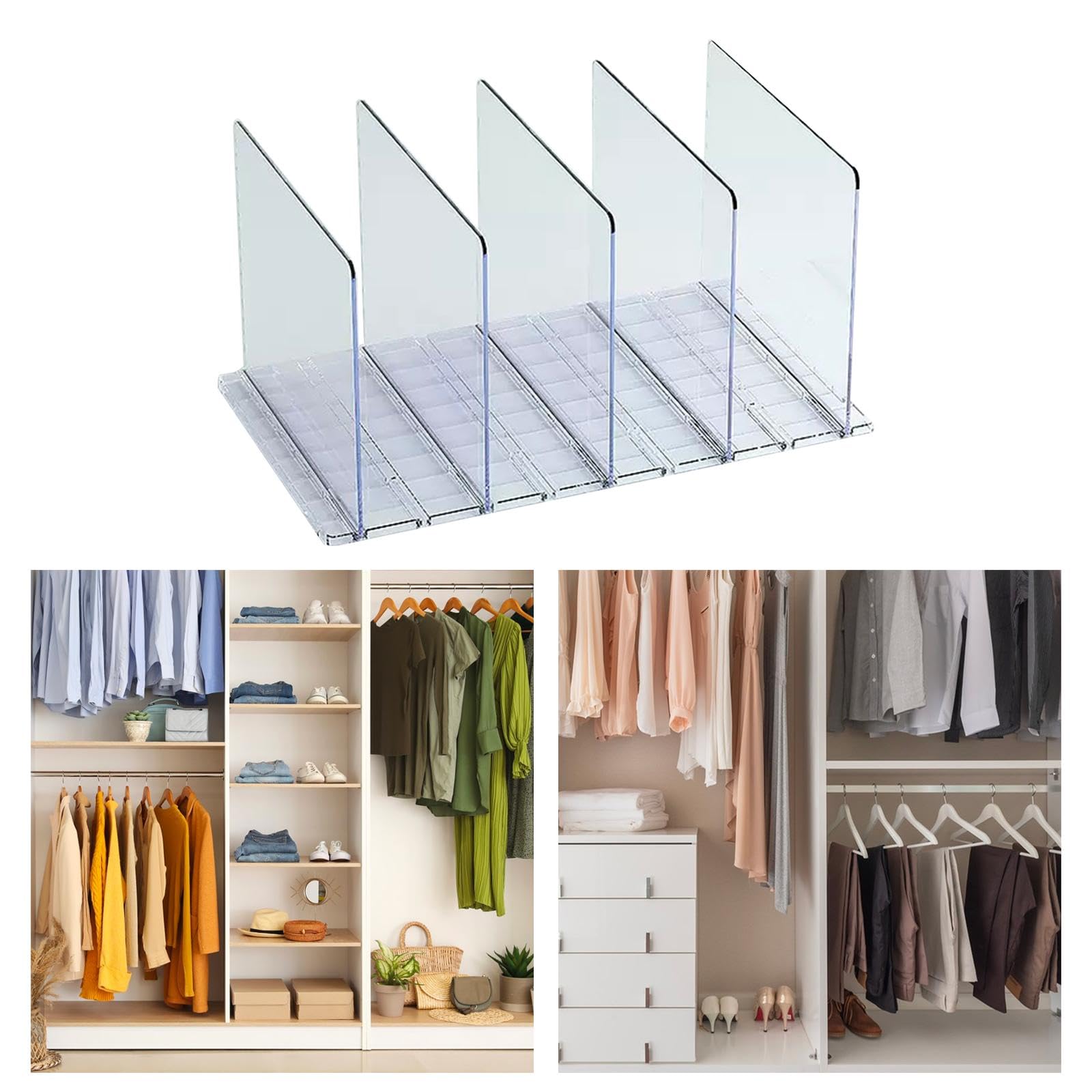 LeeQinersw Clear Closet Bag Storage Dividers Rack - Adjustable Acrylic Purse Organizer for Closet, Suitable for Wardrobes, Shelves, Dressing Tables, Divided Storage Space for Easy Organization