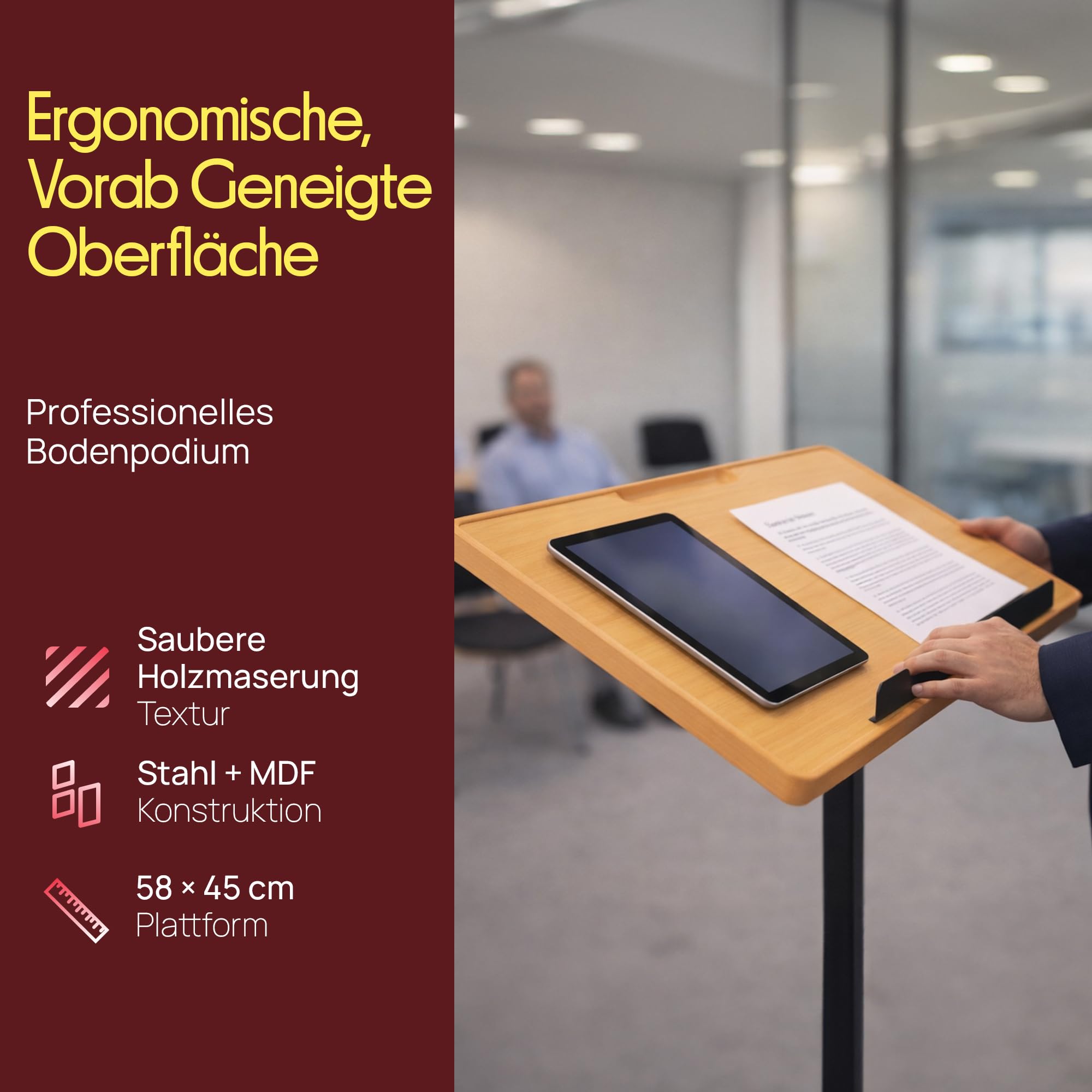 Pyle Stehpult Höhenverstellbar – Mobiler Laptopständer & Stehtisch für Büro, Bühne, Präsentationen und Trauungen – Ergonomisch, Universal & Leicht, Schwarz (Top), Grau (Base)