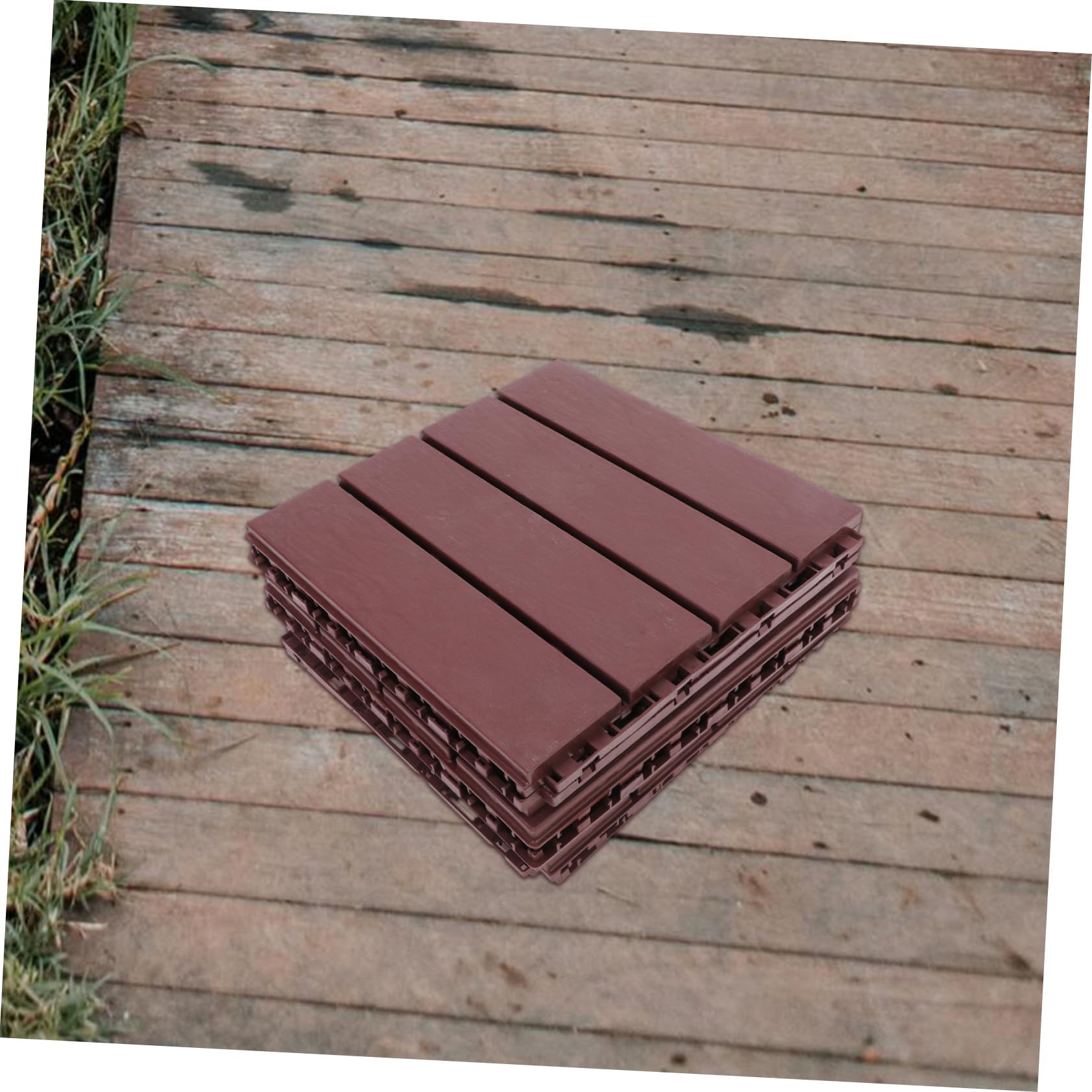 Baldosas de Plástico Entrelazadas para Exterior Marrón 6 Piezas