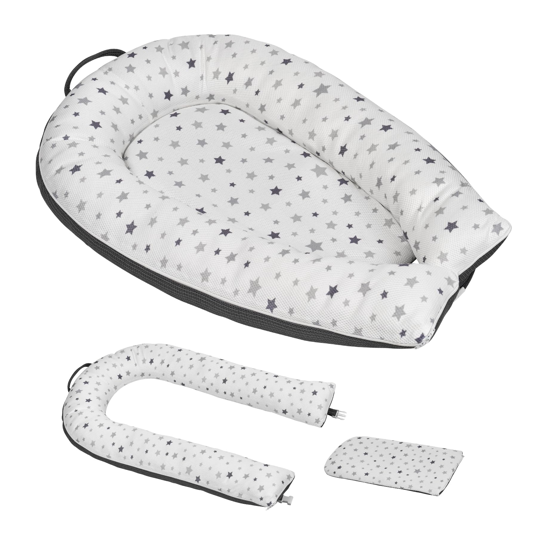 ms - Cojin Lactancia Bebe y Cuna de Viaje para recién Nacido 2 en 1 - Almohada Embarazada, Cojín para Dar el Pecho o Dormir Durante Embarazo - Desenfundable, Transpirable y Lavable a Máquina…