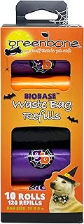 Biobase Pet Products Leak Proof Dog Poop Bag Rolls, Odor Blocking Orange Halloween Theme 10 Rolls 120 Refill Bulk Pack