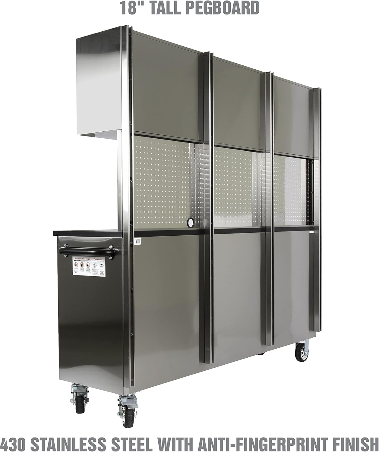 OEMTOOLS OEM Tools OEM24615 72 Inch 11-Drawer Upper Cabinet, Work Surface, Pegboard, Mechanics’ Rolling Chest, Large Tool Box, Garage Workbench, Silver : Tools & Home Improvement