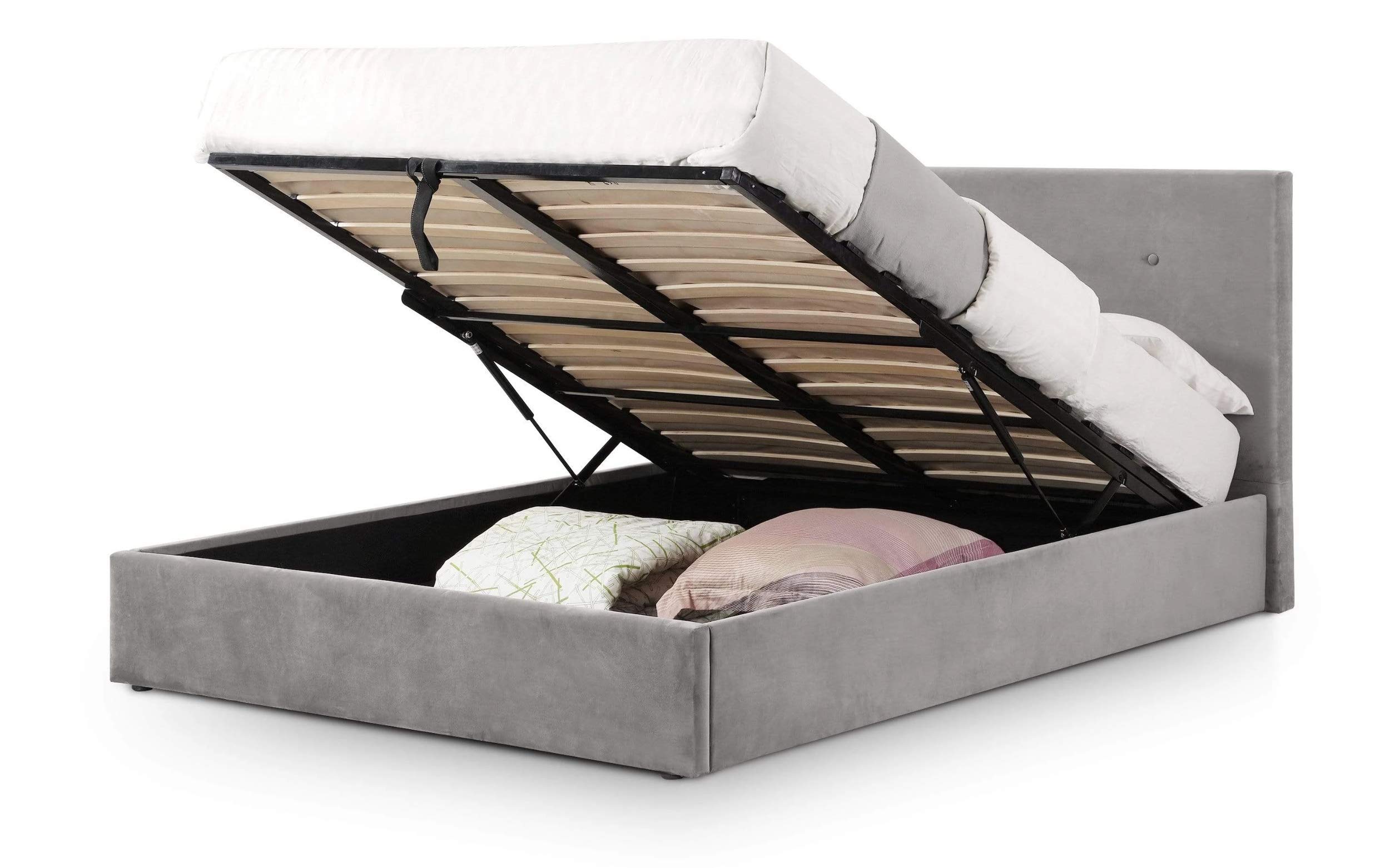 Julian Bowen Shoreditch HIGH HEADBOARD Lift-UP Storage Bed 135CM, Velvet, Double