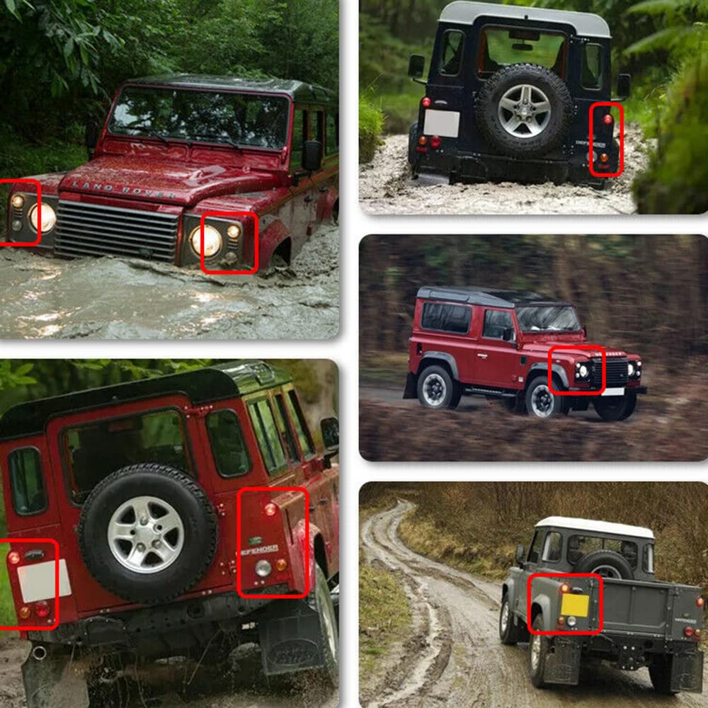 Baceyong Kit di aggiornamento luci LED Defender 8x, dimensioni standard, luce laterale anteriore ambra, luce posteriore con indicatore di direzione, compatibile con Land Rover Defender 1990-2016