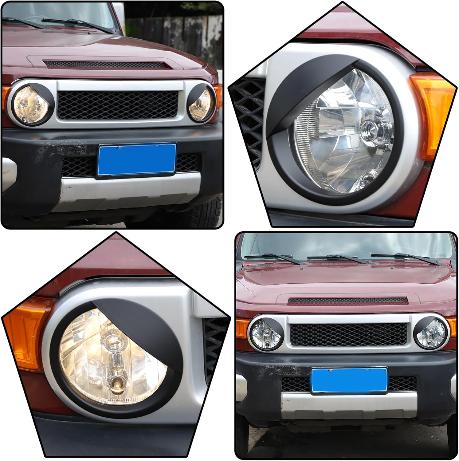 Car headlight protection cover, car tail light protection cover, car fog light protection cover Compatible with Toyota Cruiser FJ 2007-2021 (Headlight decorative frame, Piano black)