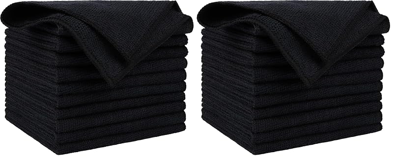 AIDEA Panos de Microfibra Pretos para Limpeza 30,5 x 30,5 cm, Kit com 20 Unidades