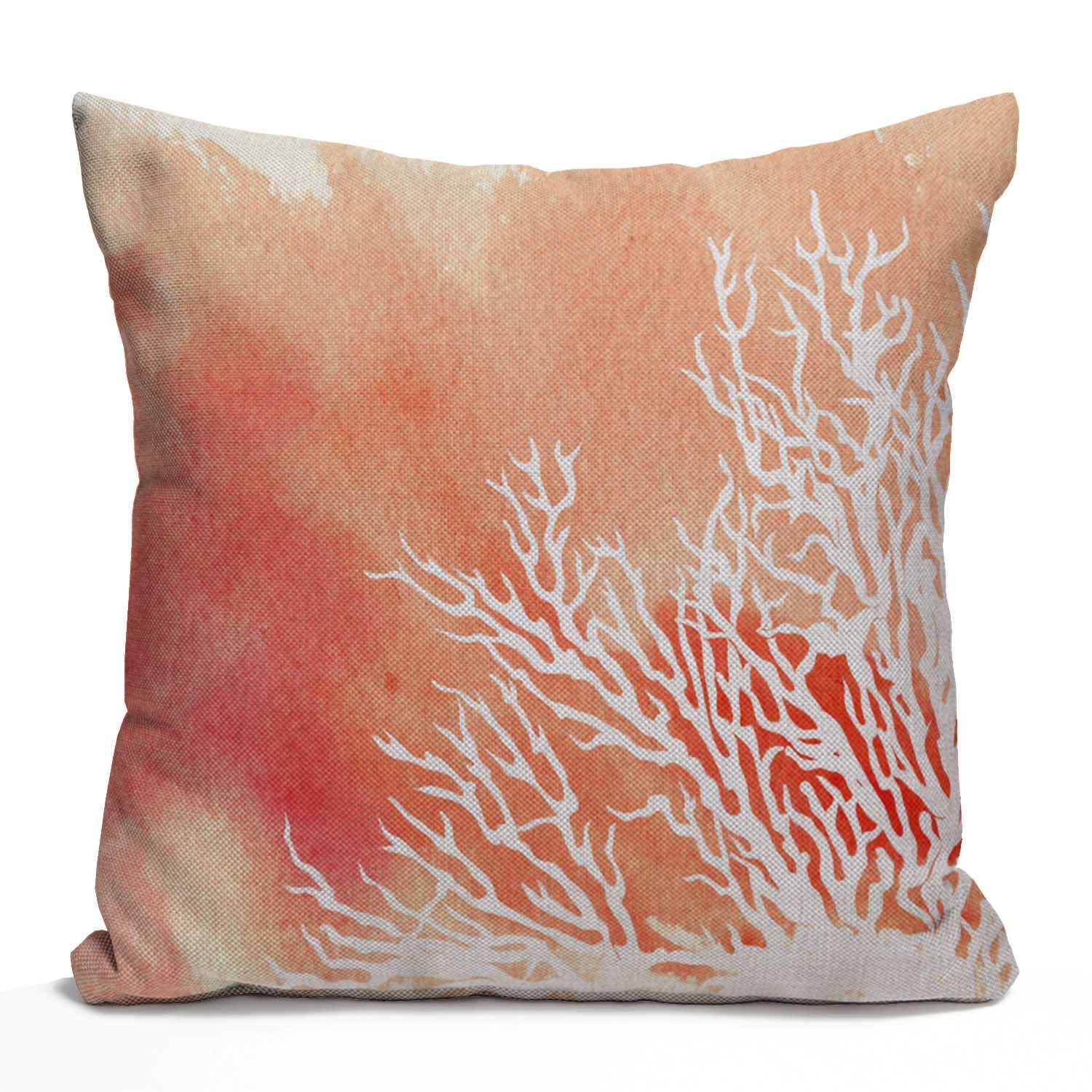 Tomda Multi105 Cushion Cover Watercolor Coral Modern Decorative Throw Pillow Cover Home Decor Square 45X45cm 18X18 Inch Pillowcases