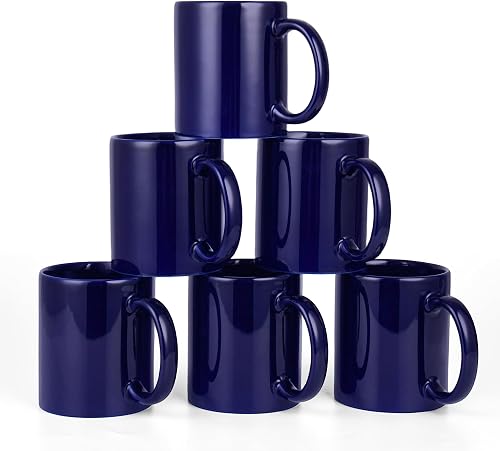 BYCNZB 12oz coffee mug set of 6 Coffee Mugs for Coffee, Tea, Cocoa, Milk(cobalto)