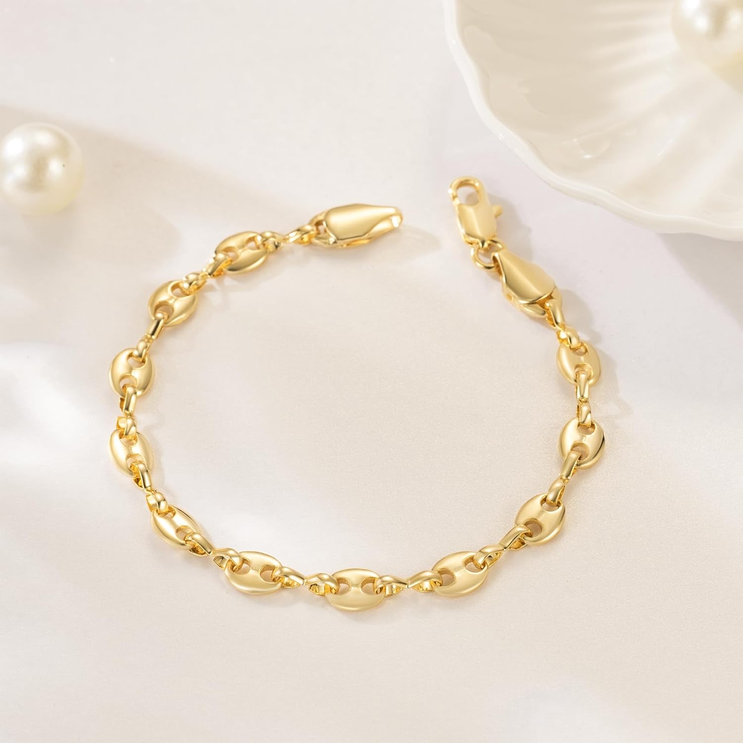 14K Gold Thick Mariner Link Bracelet for Women and Men Elegant Gold Chain Jewelry Gifts Sizes 6.5-9 Inches - Image 4