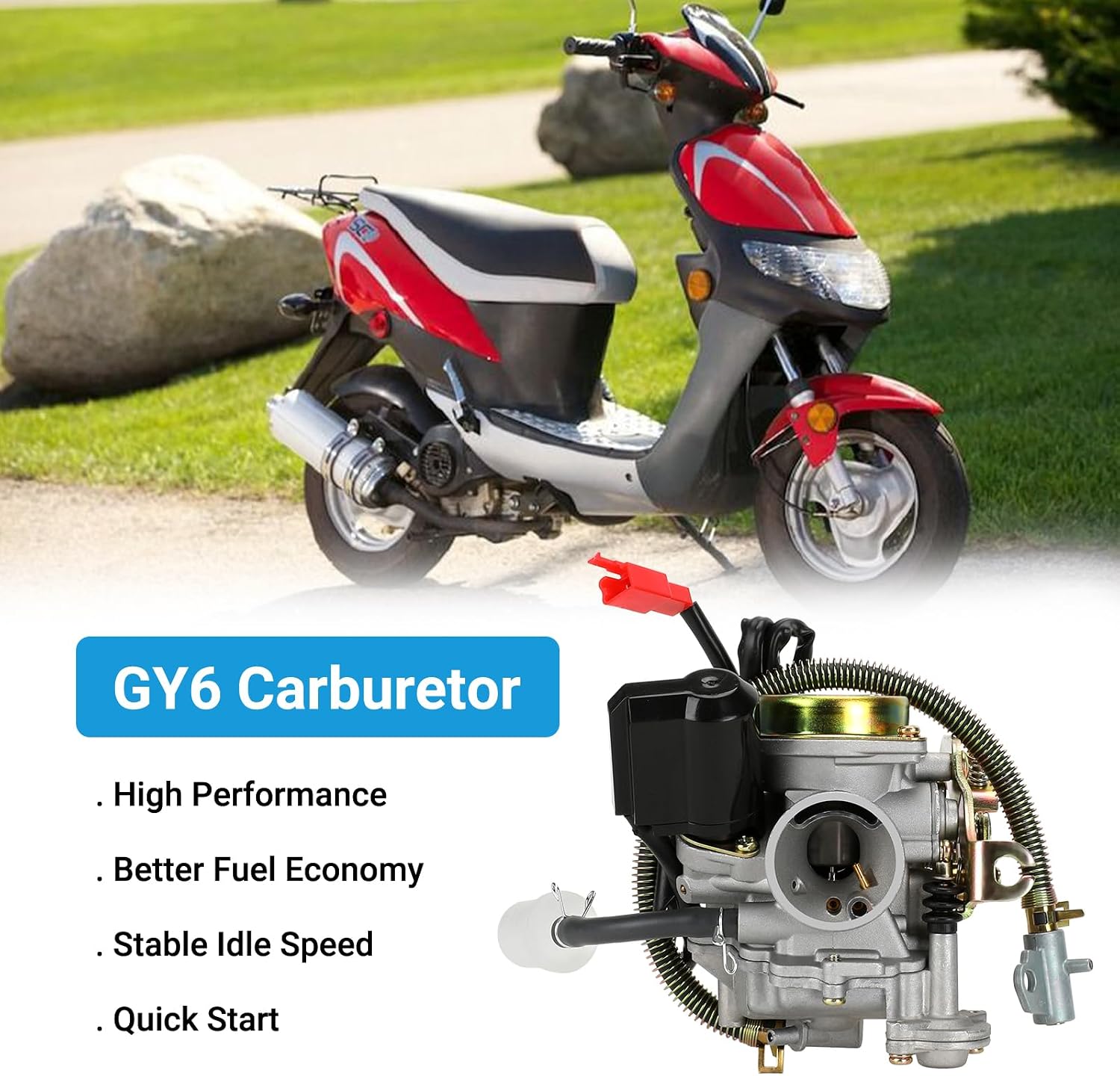 EOPOAYI GY6 50cc Carburetor PD18J Carb Kit Compatible with Tao tao 49cc 50 ATM50 Pony VIP Most Chinese Scooter Moped 139QMB 4-Stroke Engine Roketa Jonway Lance ATV Go Kart Parts with Fuel Line