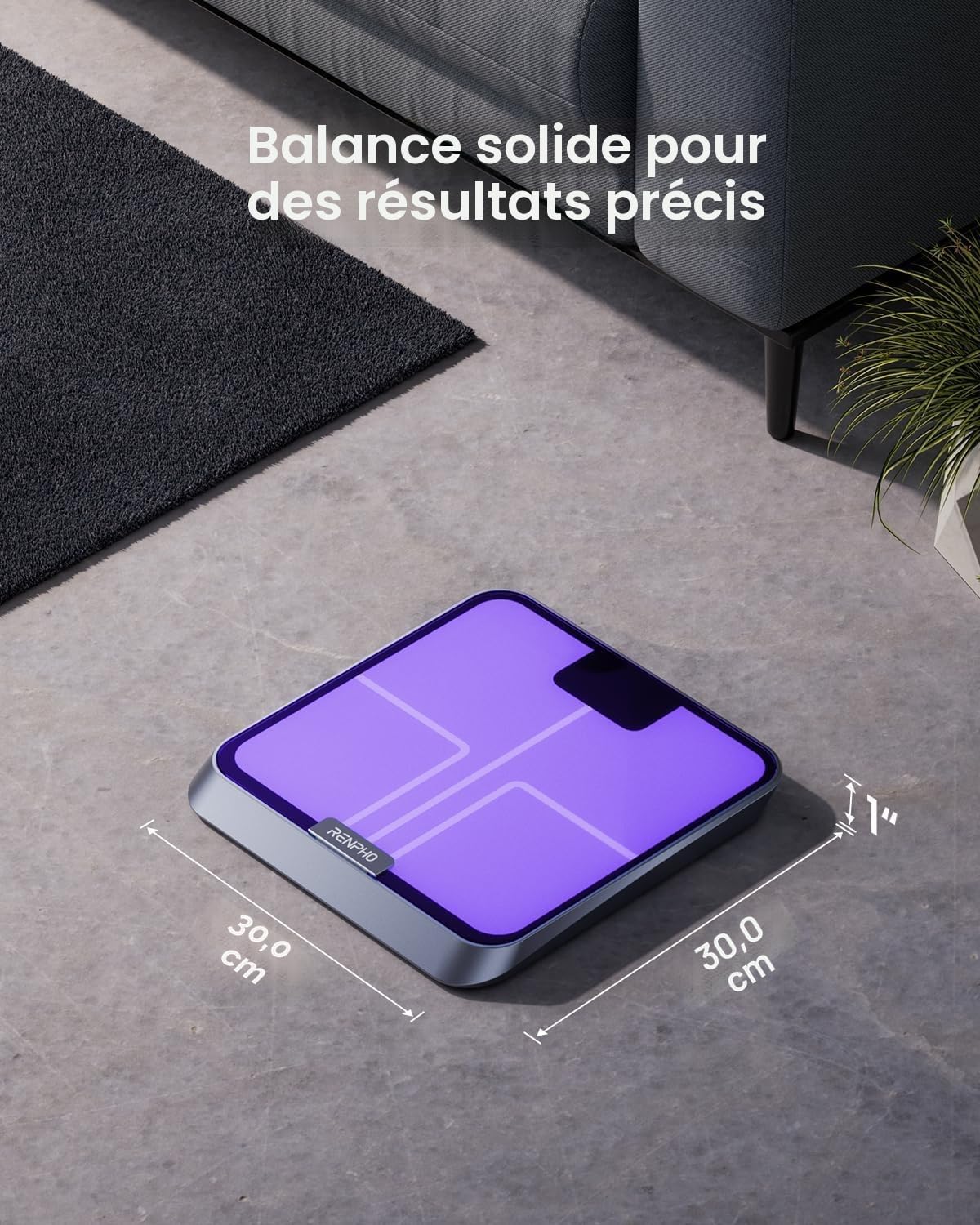 RENPHO Balance Pese Personne, Rappel de Pesée facile, Pese Personnes intelligent Bluetooth, Couleurs de Balance Personnalisables, Balance Connectée Rechargeable, Revêtement ITO, 13 Moniteurs de Santé