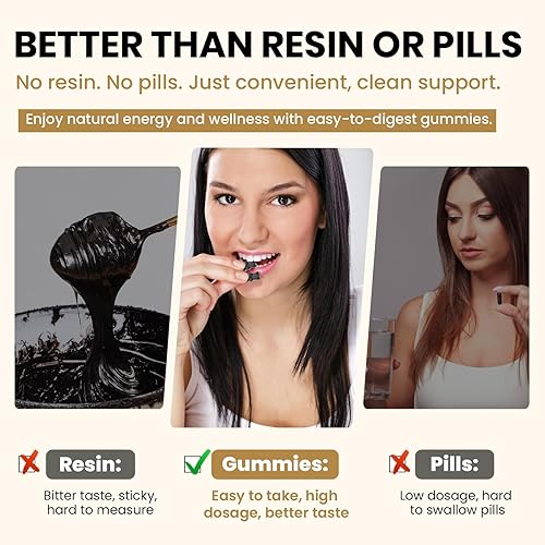 Miniatura 4 de Shilajit - Gomitas para hombres y mujeres, 1500 mg Shilajit con Ashwagandha, musgo marino, semillas negras, fórmula 4 en 1  Energía, sistema