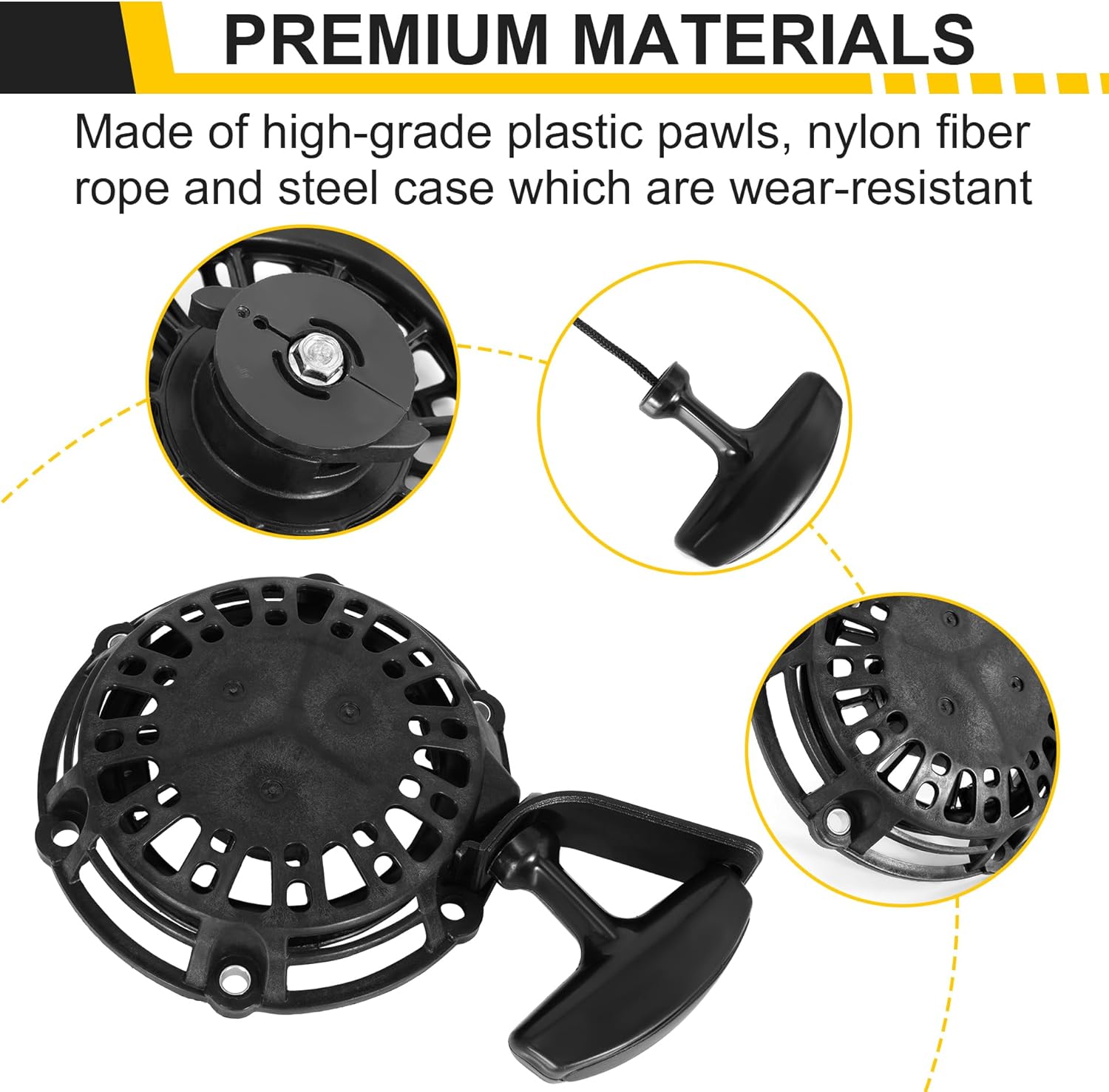 100075051-0001 Recoil Starter Assembly, Rewind Starter Compatible with Champian 2500 Watt Inverter Dual Fuel Generator, Compatible with Ryobe 636996002 RYi2300BTA RYi2300 RYi2300BT