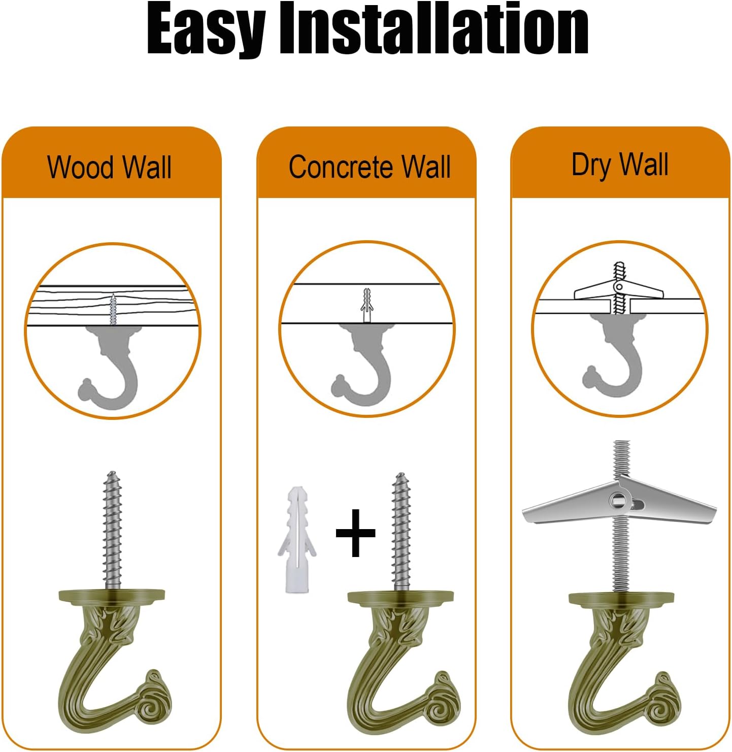 12 Ft Heavy Duty Hanging Chain Kit with Connection Locks & Swag Ceiling Hooks for Lighting Fixture, Chandelier, Pendant, Lantern, Swag Lamp, Plant/Flower/Fruit Basket, Bird Feeder (Bronze)
