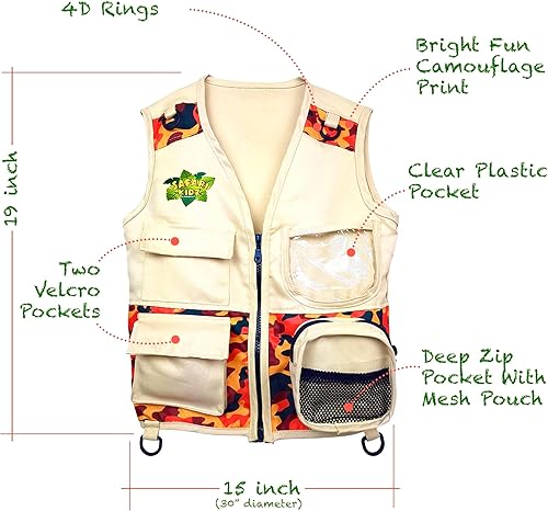 Miniatura 3 de Safari Kidz Outdoor Explorer Kit - Children's Camouflage Cargo Vest and Hat Set