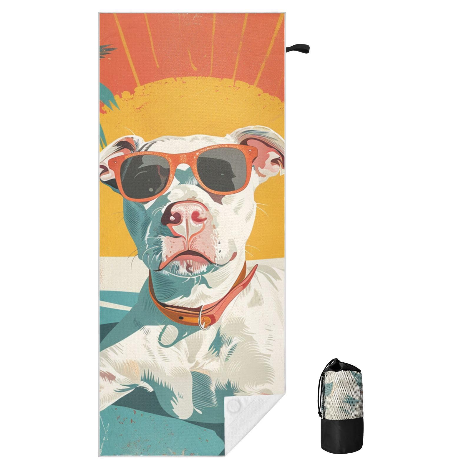 Toallas de playa grandes con bolsas de malla para adultos, toalla de baño para perros con cierre magnético, toalla absorbente de secado rápido para piscina, camping y viajes, 190 x 80 cm