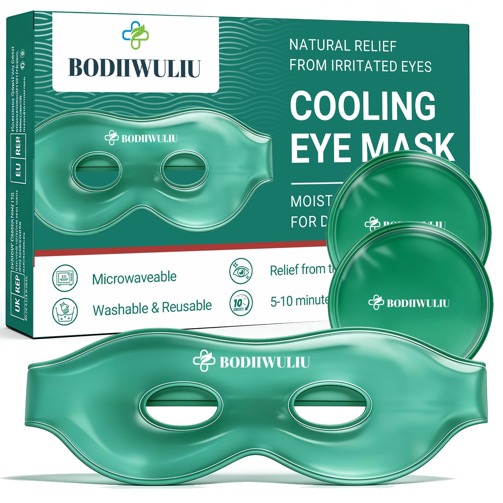 Maschera Occhi Gel Freddo, Maschera Occhi Freddo Riutilizzabile, Mascheras Ghiaccio Occhis a Caldo e a Freddos per Occhis Gonfi, con 2 Cuscinetti Rinfrescanti, Uso Quotidiano