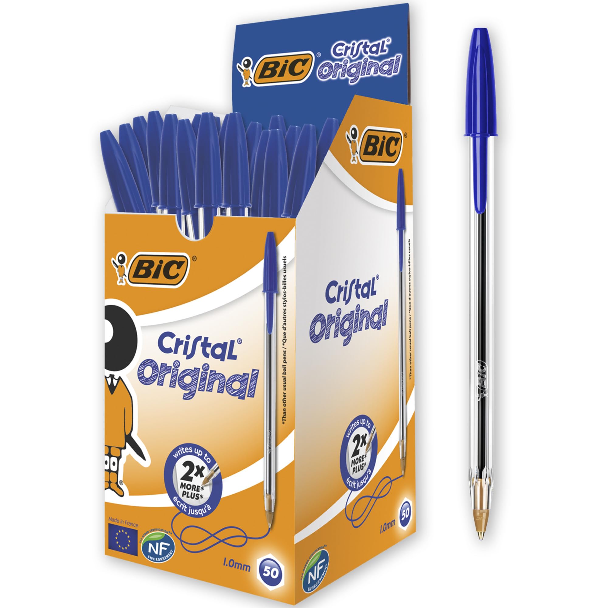 Bic 837360 Medium Cristal Ball Point Pen - Blue (Pack of 50)