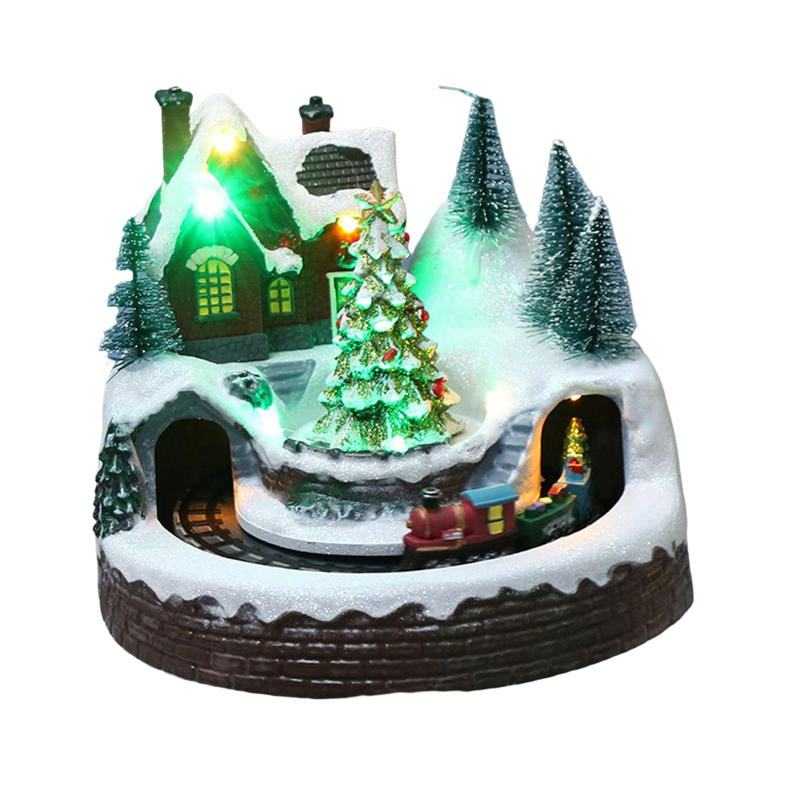Statue de Maison de Noël et Arbre Décoratif pour Table de Salon