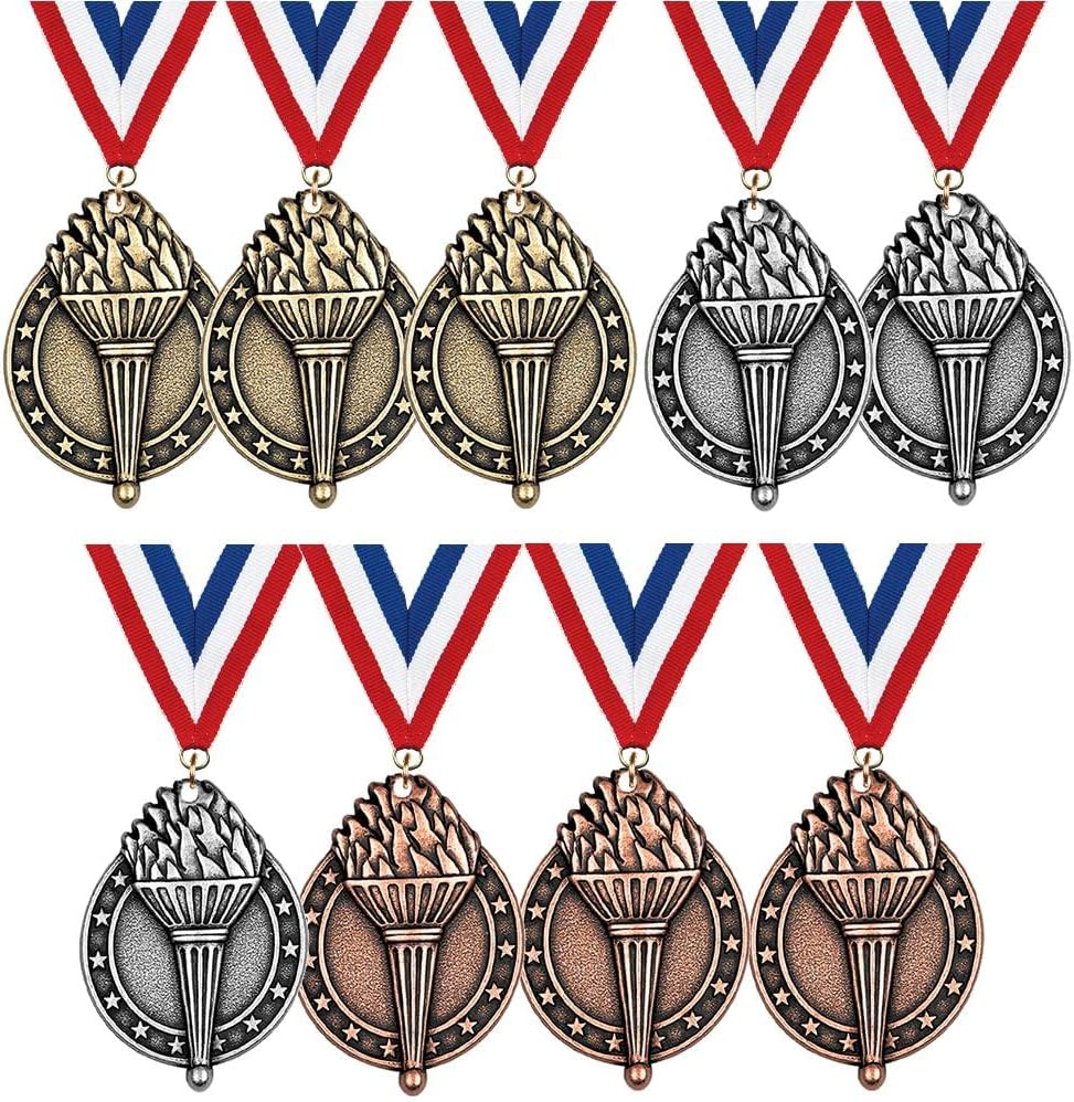 Crown Awards 2" Gold, Silver, and Bronze Torch Award Medals
