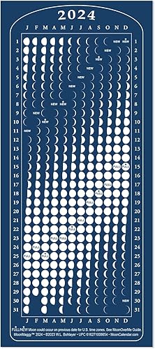 Calendario lunar 2024, imán, MoonMaggy - 12 juegos, 12 calendarios magnéticos más 12 tarjetas de información de Almanaque Moon Over Me