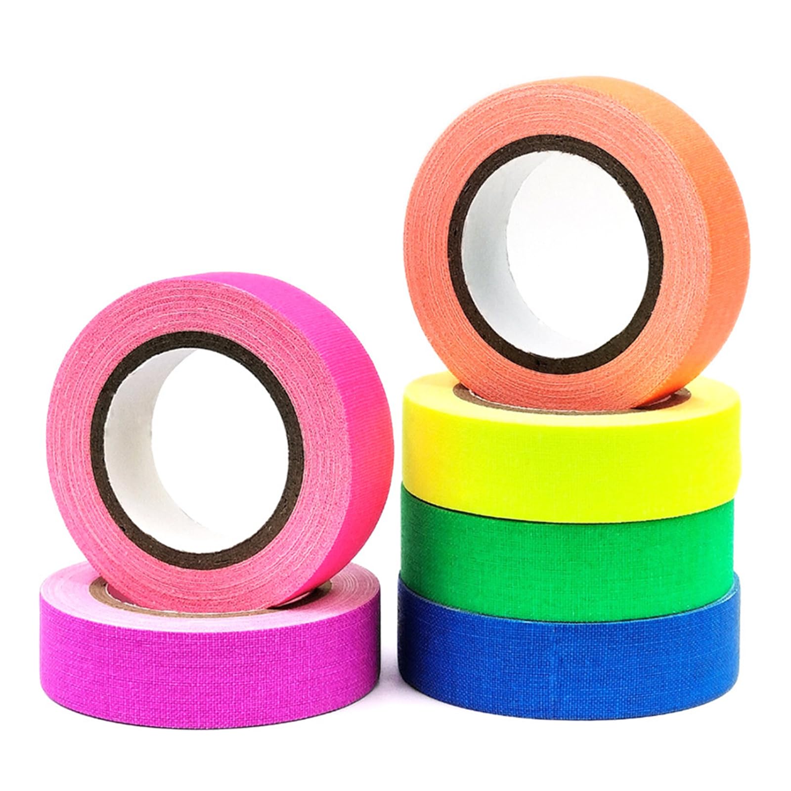 6 Rotoli Nastro Adesivo al Neon Nastri Fluorescente Nastro al Neon Gaffa Nastri Riflettenti UV Blacklight 15mm x 5m per Decorazioni per Feste Halloween Natalizi Artigianato