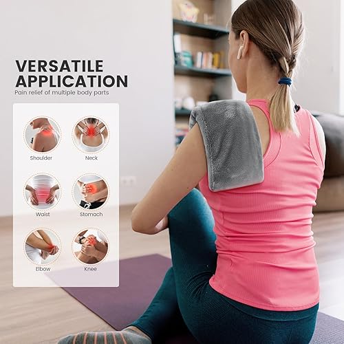Miniatura 2 de Almohadilla térmica para microondas con funda lavable, 6.5 x 12 pulgadas, almohadillas térmicas para microondas para cuello, hombros y espalda,