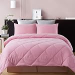 Decroom Lightweight Full Comforter Set with 2 Pillow Sham - 3 Pieces Set - Quilted Down Alternative Comforter/Duvet Insert for All Season - Black/Grey - Full Size
