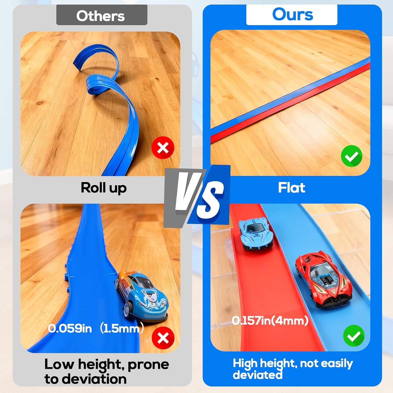 Flexible Race Track for Kids, Car Track Set for Hot Wheels Cars with Adhesive Pads, 2 Pull-Back Cars, 2 Alloy Racers & Bendable Car Ramp for Toddlers, Easy Storage, Indoor Ramp Fun for Ages 3–8