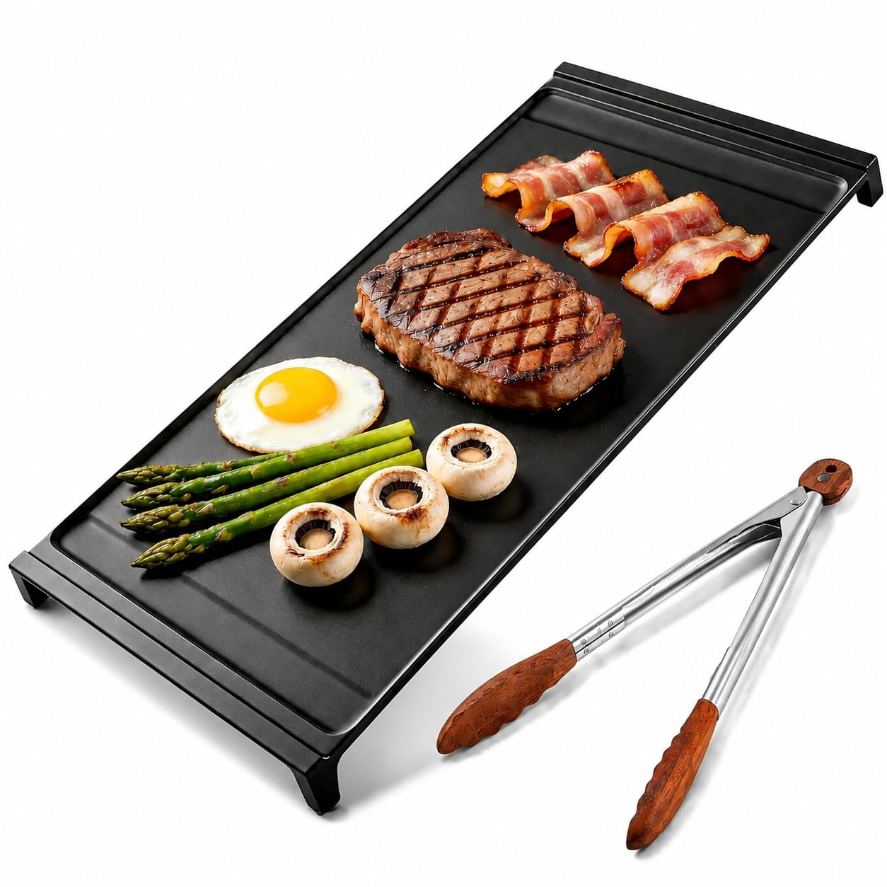 Stove Top Griddle Replacement for GE Gas Range Appliance with Wooden Tongs