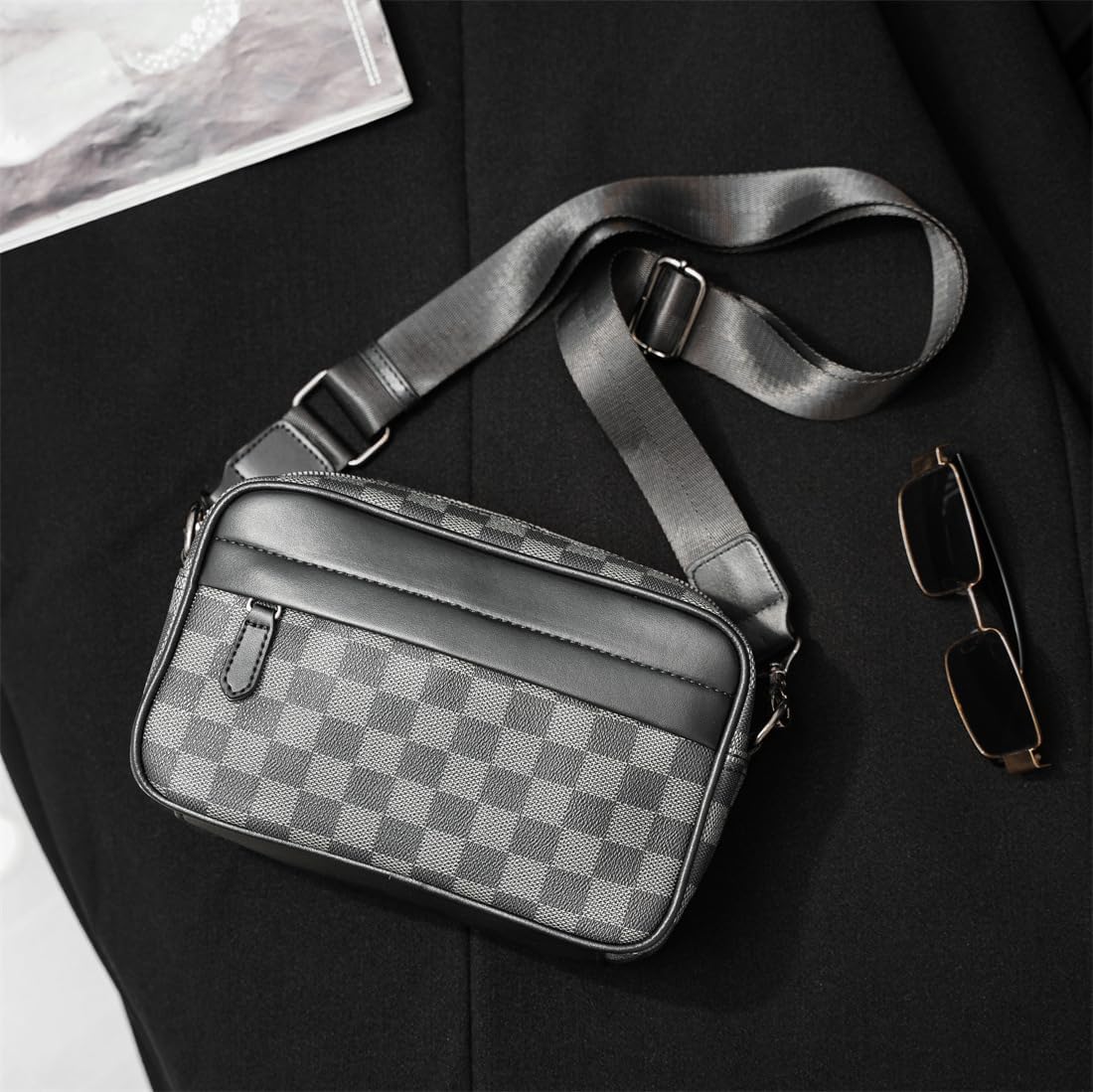Men's Genuine Leather Crossbody Bag, Trendy Messenger Sling Bag for Commuter Casual All-Match Daily Use Gift Box