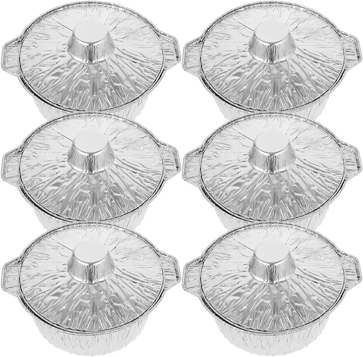 SHOWERORO 6Pcs Heat-resistant Tinfoil Pots for Baking Barbecue and Food Storage Compact Aluminum Foil Pans Suitable for Indoor and Outdoor Cooking