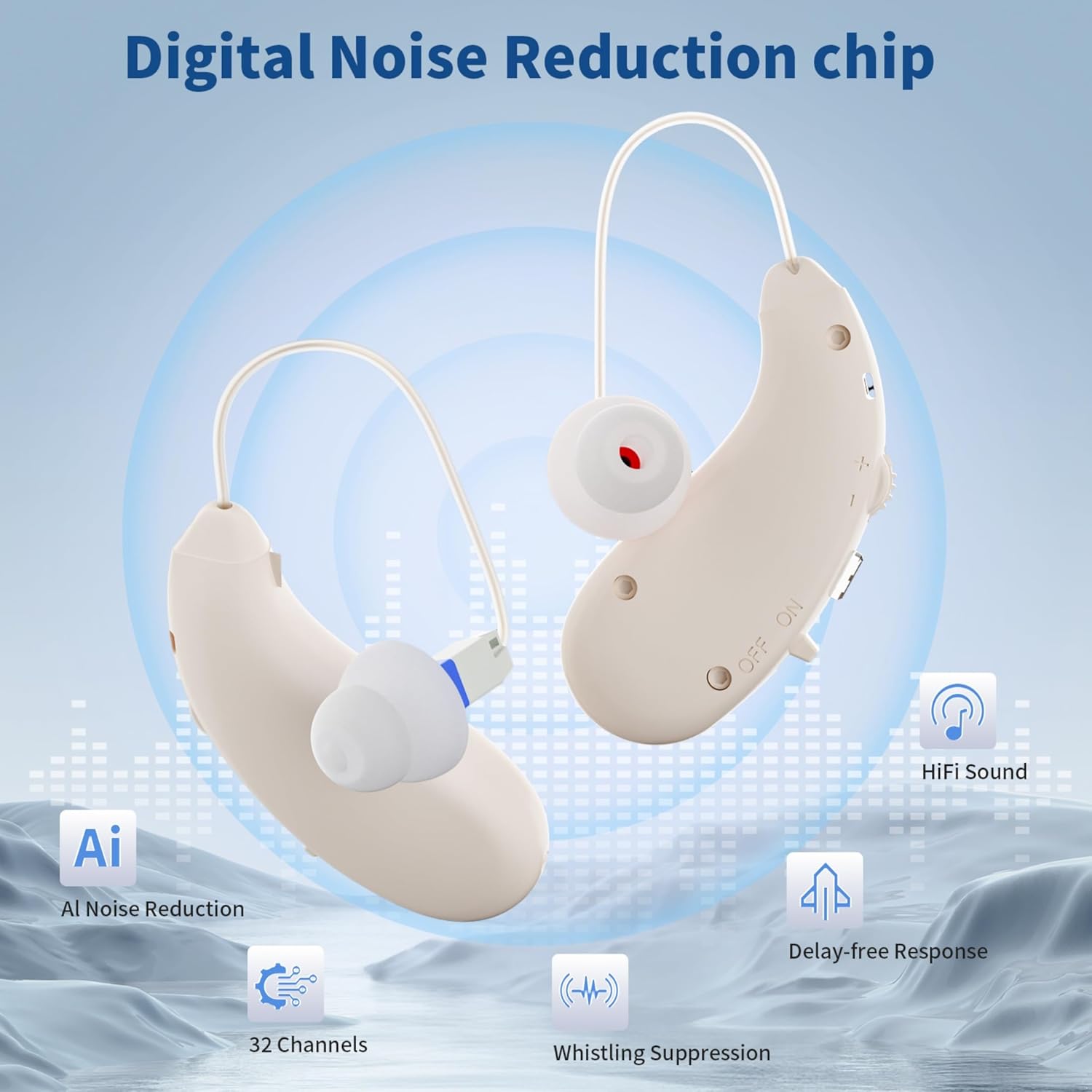Hearing Aids for Seniors - fda Registered Noise Cancelling amplifiers with 36hrs case,9 Modes,Nearly Invisible and Lightweight for Elderly Men & Women