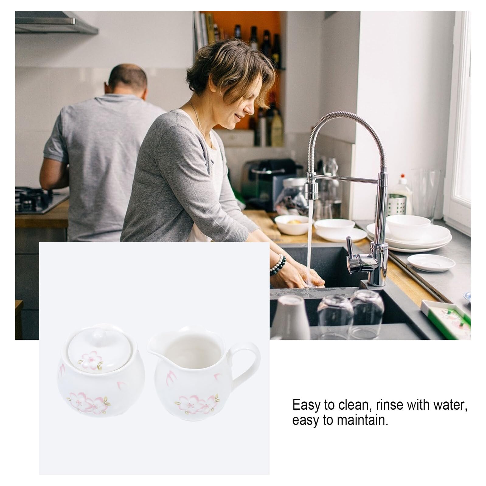 Sewroro Pot à Lait en Céramique Gaufrée Blanc et Sucrier avec Couvercle Blanc Ensemble 2 Pièces pour Café Maison et Restaurant