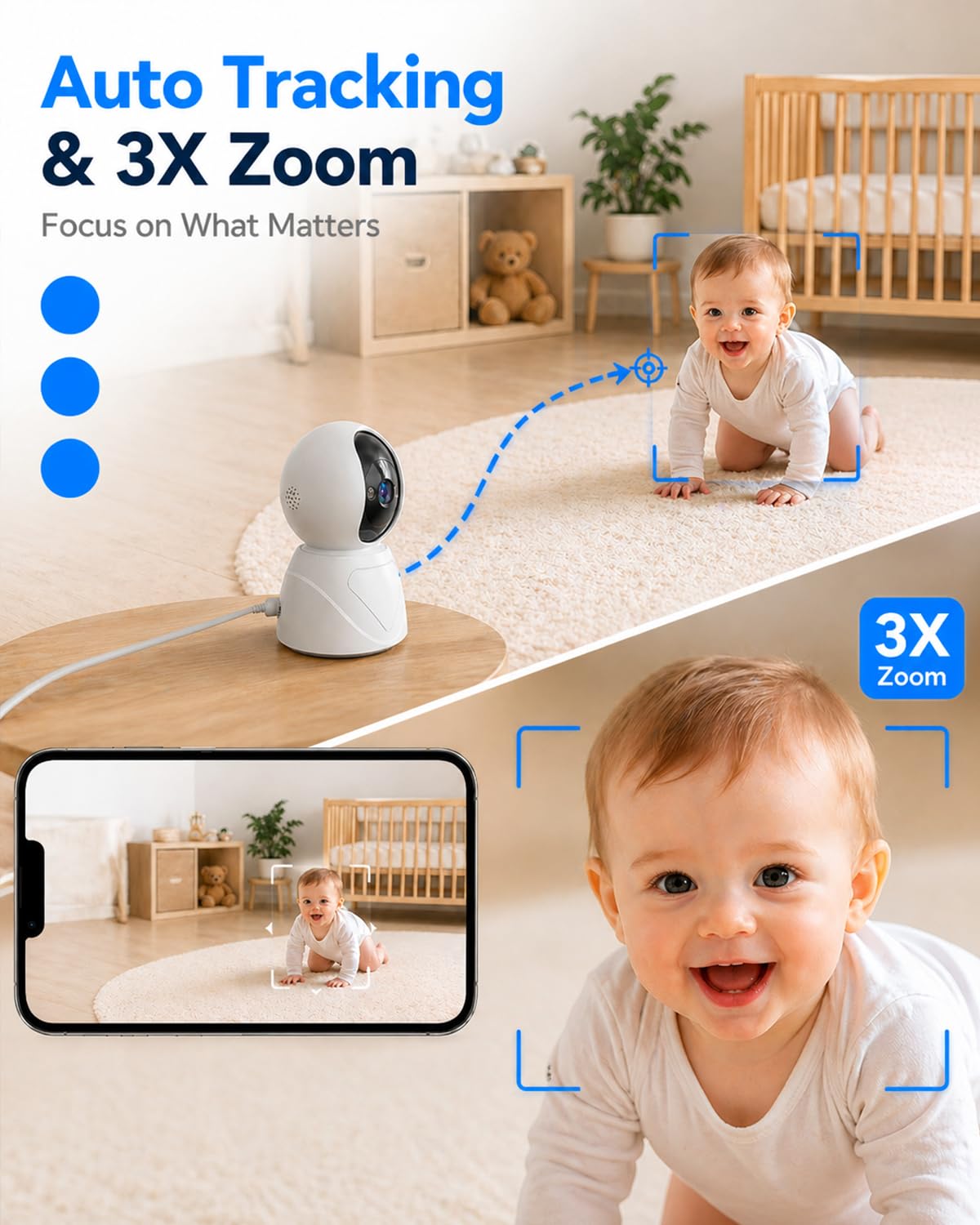 5G/2.4G Indoor Pan Tilt Security Camera,1080P House Cameras for Baby Monitor/Elder, WiFi CCTV Home Cameras, Alarm Sirene, Night Vision, Two Way Talk, SD/Cloud
