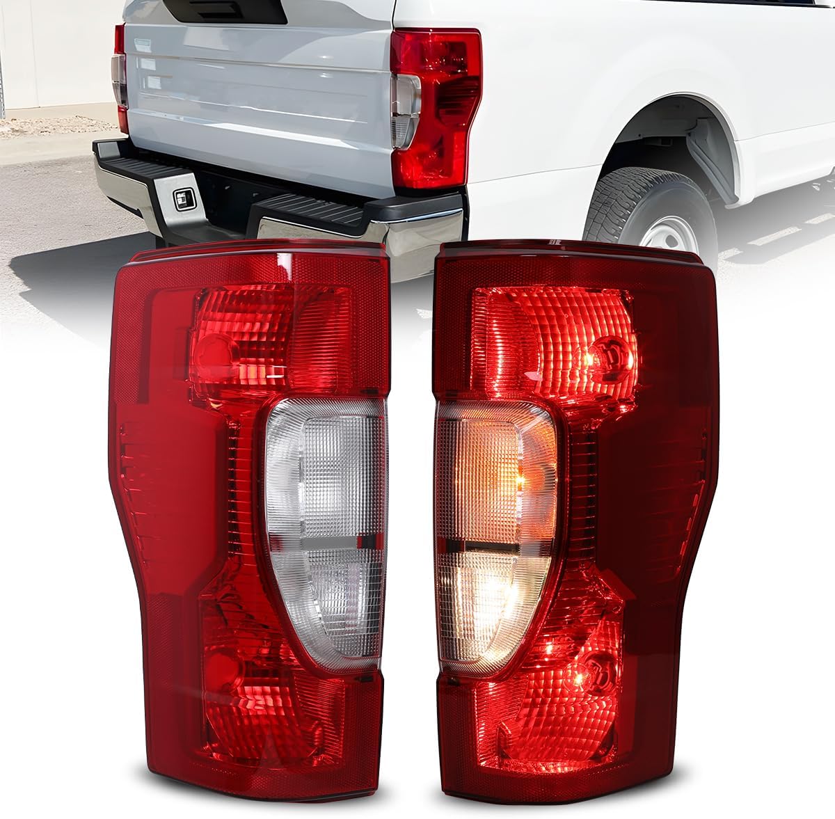 ROXX LED Tail Lights Assembly for 2001 2002 2003 2004 2005 Ford Ranger Taillights, Rear Lamp Replacement w/Led Turn Signal, Reverse, Running and Brake Lights, Passenger and Driver Side (Clear Lens)