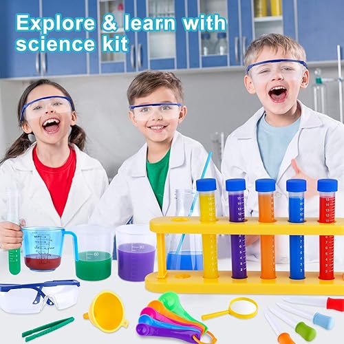 Miniatura 7 de INNOCHEER Kit de experimento científico para niños con bata de laboratorio, disfraz de científico y juguetes de juego de rol, regalo para niños y