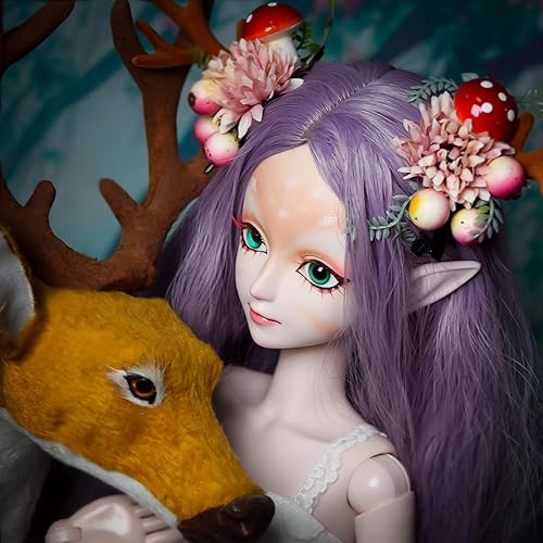 Miniatura 9 de Proudoll Muñeca BJD de 13 de 23.6 in, 24 pulgadas, juguete de alce articulado con bola, muñecas SD, figuras de acción de hada de alce con orejas de