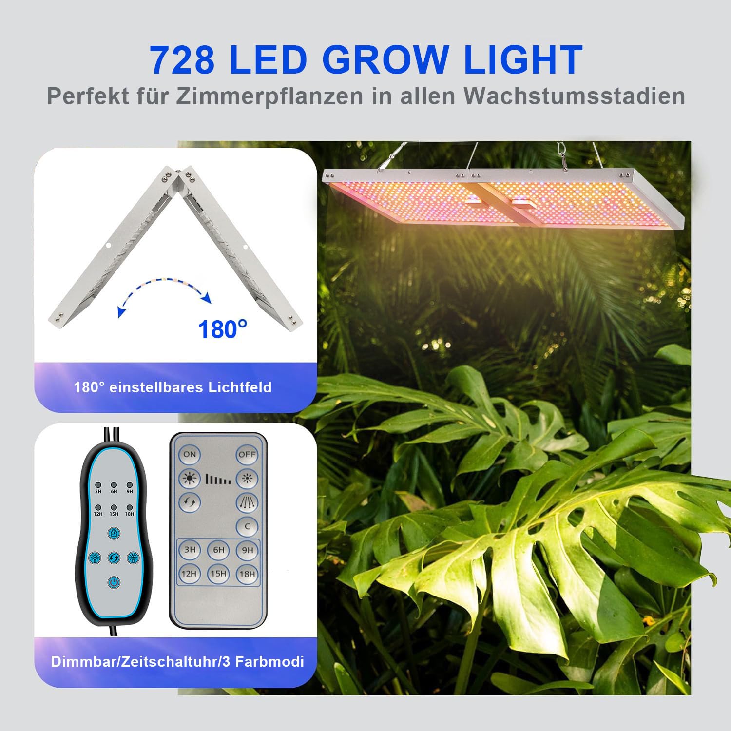 XPJBKC Pflanzenlampe LED Vollspektrum, 4 Stück Grow Light Mit 540 LED