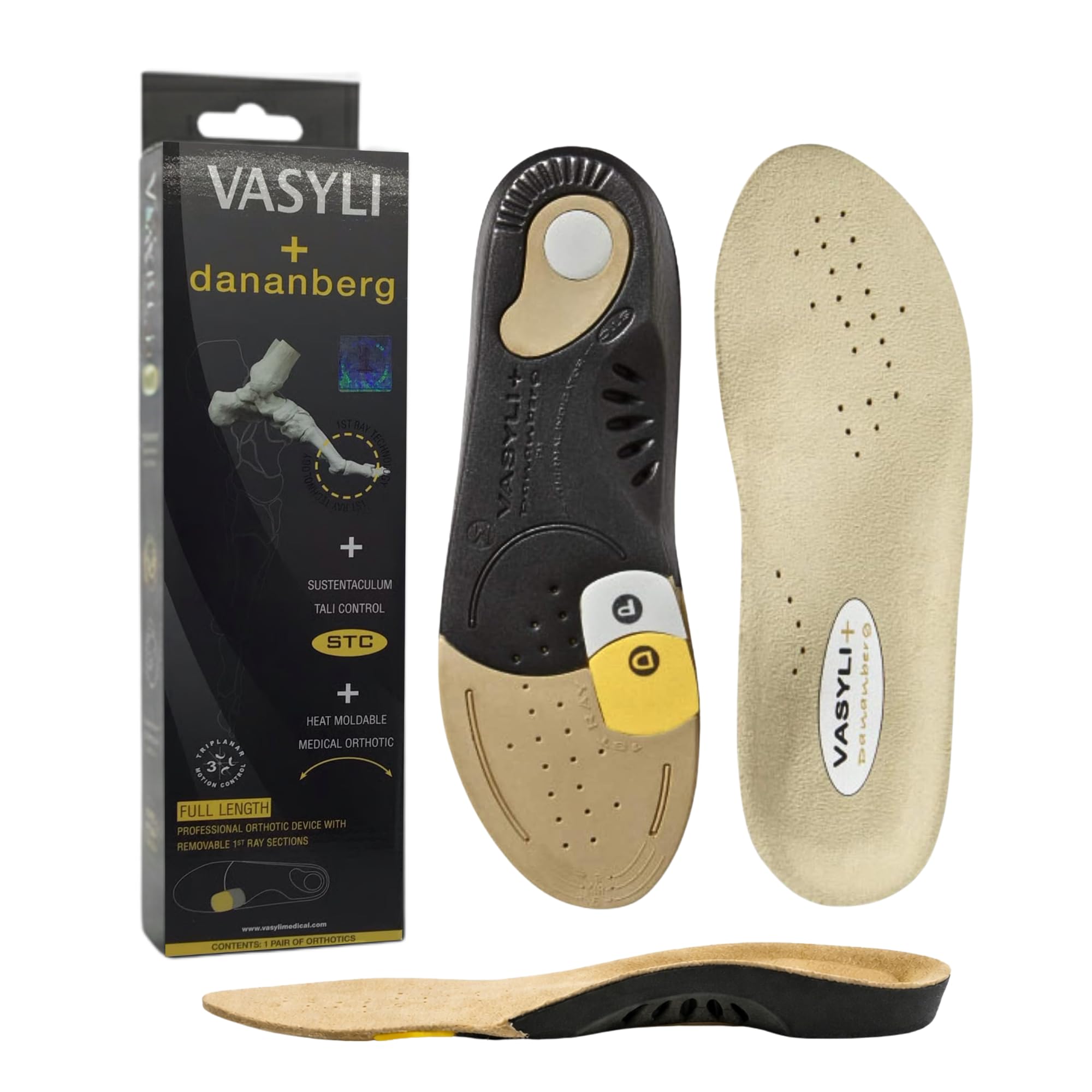 Dananberg 1st Ray Orthotic, Large, 1st Ray Function, Removable Distal & Proximal Plugs, Full-Length Insole, Low Resistance to Joint, Heat Moldable, Rear Foot Control, Protection Against Aches