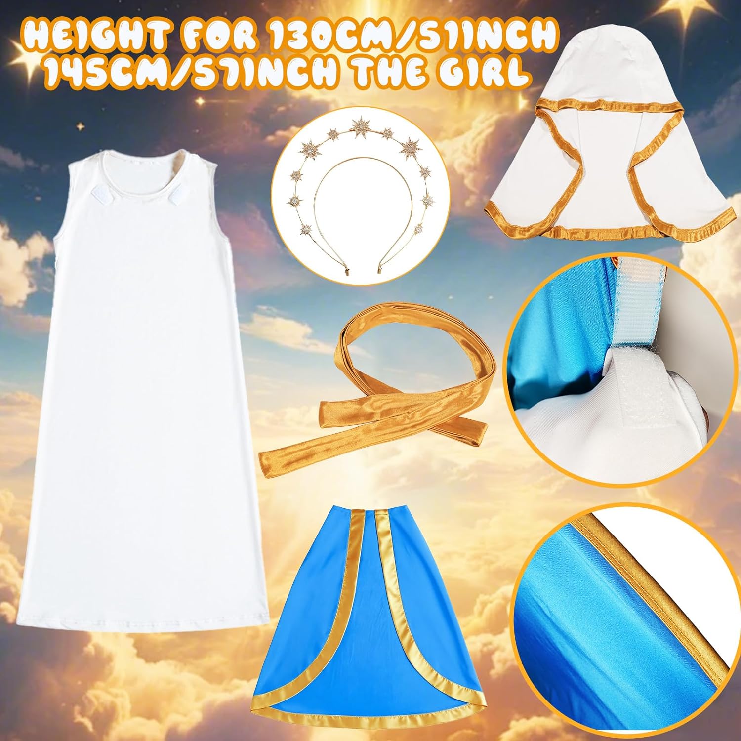 Virgin Mary Costume Mother Mary Cosplay Dress Up Religious Role Outfit Catholic Christmas Party - Image 3