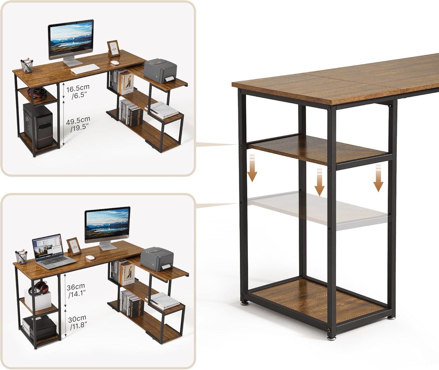 Mondeer L-Shaped Computer Desk showing various configurations