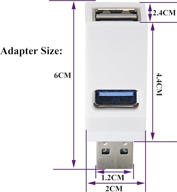 USB Port Splitter 3-Port 3.0 USB Hub High-Speed Splitter Plug and Play Compatible with Portable PCs Laptops etc. (2 Pieces/White)