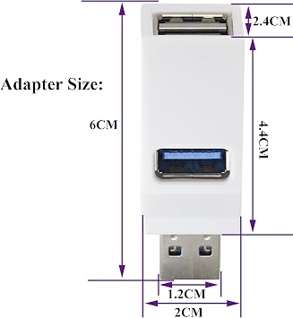 USB Port Splitter 3-Port 3.0 USB Hub High-Speed Splitter Plug and Play Compatible with Portable PCs Laptops etc. (2 Pieces/White)