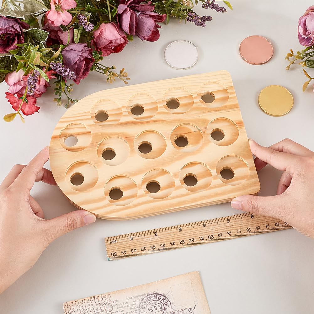 FINGERINSPIRE 14 Holes Wood Coin Display Boards 15x21cm Wheat Color Arch Shape Challenge Coins Display Holder Wooden Collectible Coin Holder Board for Collection Storage Organization - Image 3